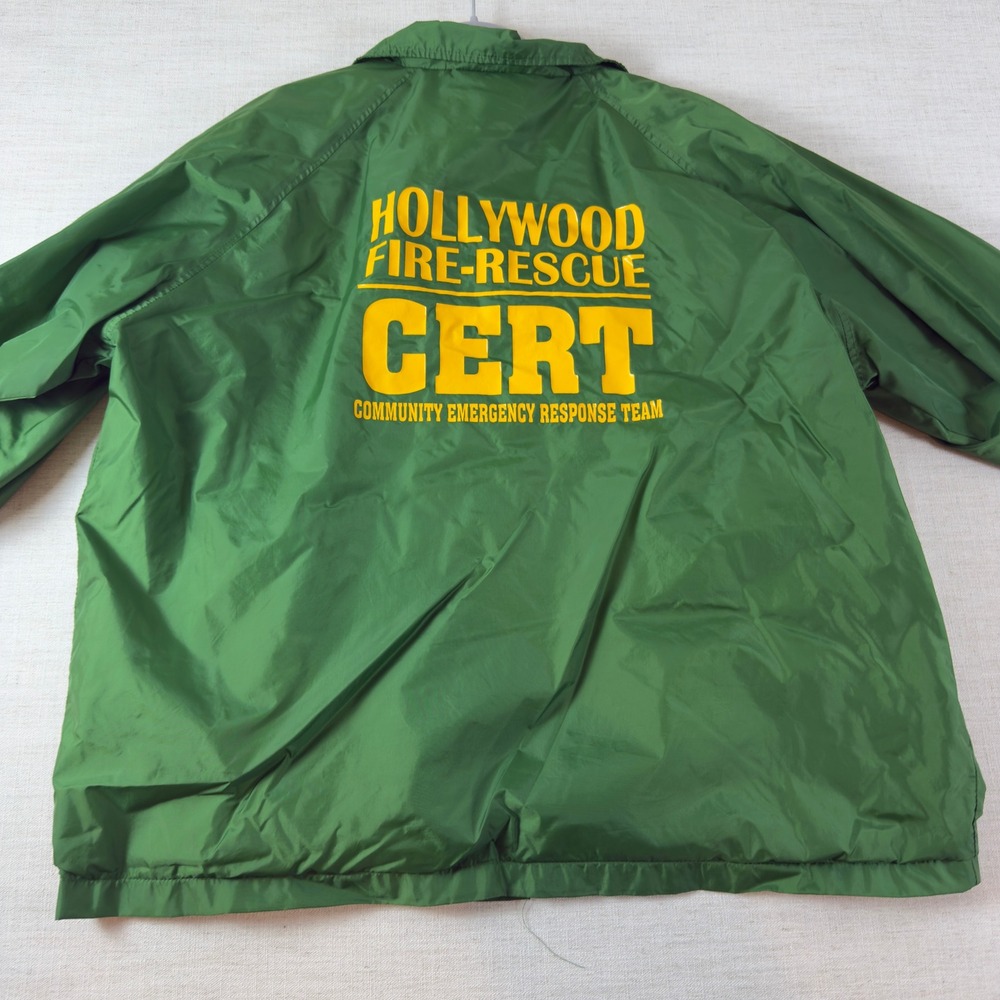 Hollywood Fire Rescue CERT Jacket Mens XL Green Florida Cardinal Coach Rescue